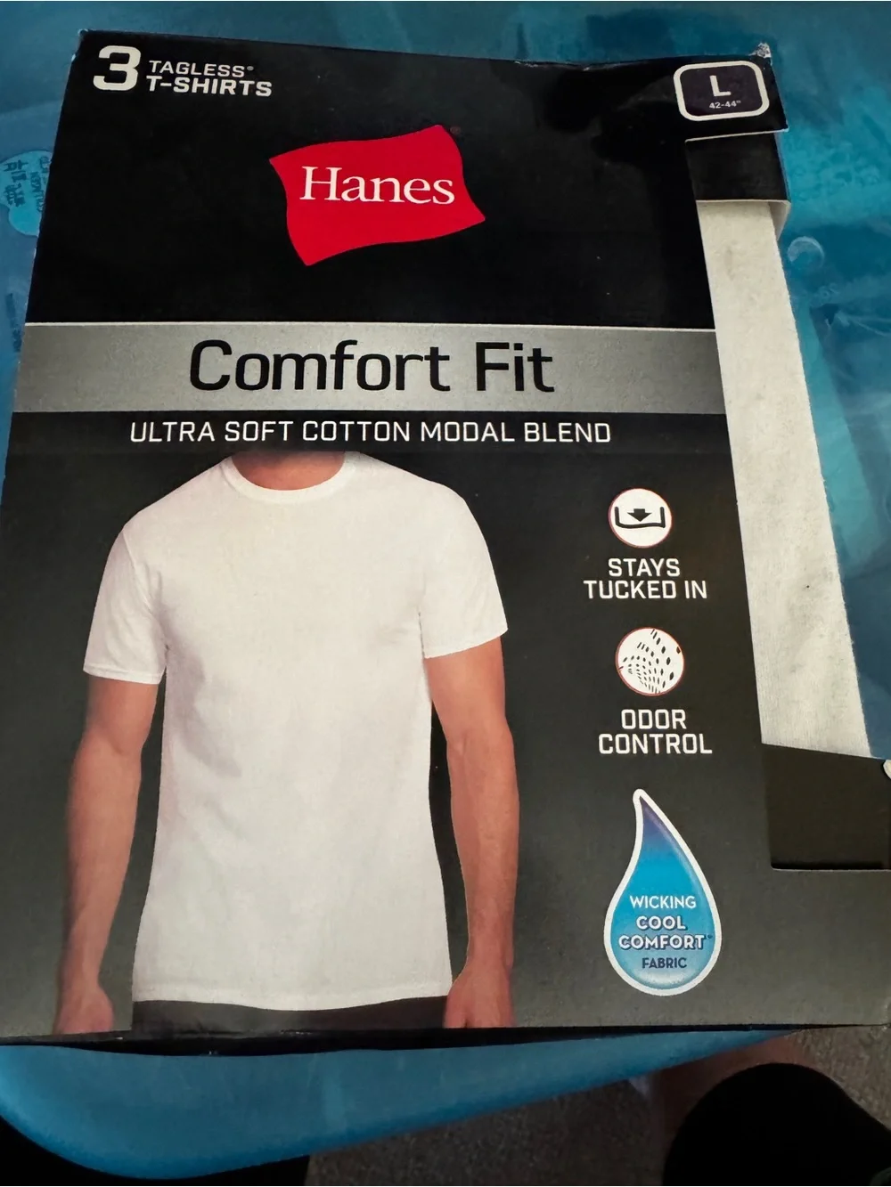 Hanes White Crew Neck Tagless T-Shirt Pack - Large
